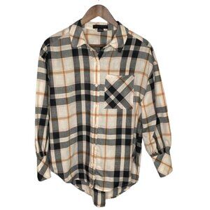 Sanctuary Womens Plaid Oversized Button Up Shirt Size XS Academia Preppy Casual